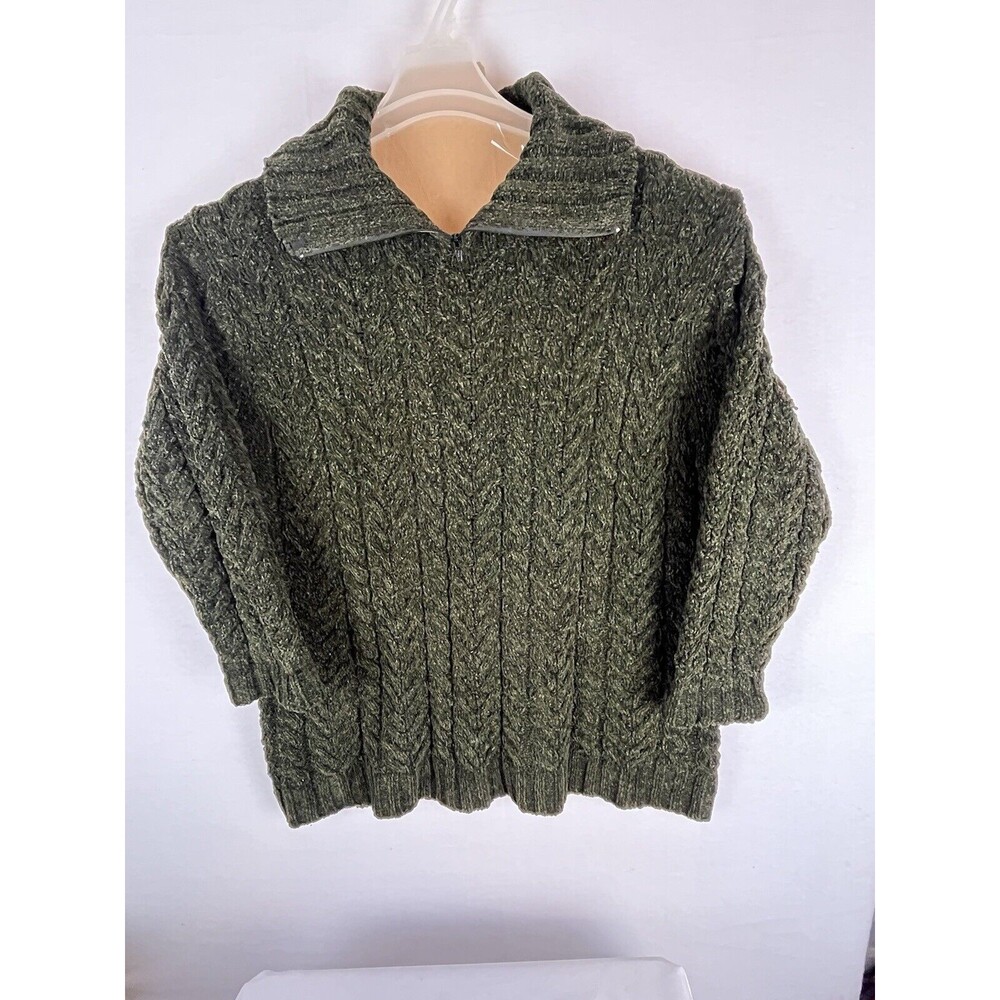 Green Hand Knit Sweater Women’s 1X Chunky Heavy Cable knit Jones New York Sport